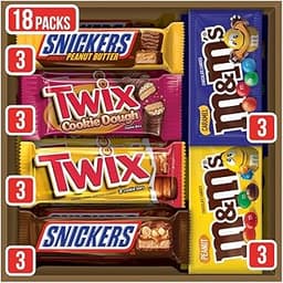 Mars M&M's Peanut, M&M's Caramel, Snickers Original, Peanut Butter Squared, Twix Cookie Dough Variety Pack Full Size ...