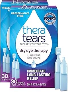 TheraTears Dry Eye Therapy Eye Drops for Dry Eyes, Preservative Free, 30 Vials, 2 Pack