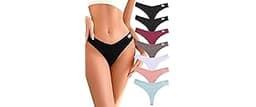 FINETOO 7 Pack Womens Thongs Underwear Cotton Breathable Low Rise Hipster Panties Sexy S-XL