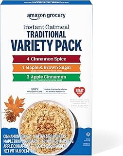 Amazon Grocery, Traditional Variety Instant Oatmeal, 14.6 Oz, 10 Ct