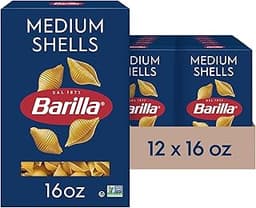Barilla Medium Shells Pasta, 16 oz. Box (Pack of 12) - Non-GMO, Made with Durum Wheat Semolina - Kosher Certified