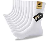 Niorasen Men's Cotton Crew Work Socks, 5 Pairs, Cushioned | 78.6% cotton crew socks with terry cushioning, arch suppo...