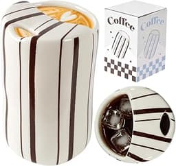 Ceramic Coffee Mug, 12 Oz Drip Coffee Cup, Brown Cute Travel Mug