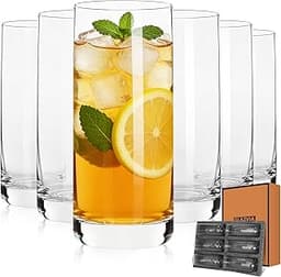 Highball Glasses Set of 6,13oz Clear Drinking Glass Cups for Mixed Drink Cocktail, Beer, Mojito, Water and Juice, Thi...