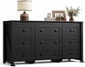 WLIVE 9 Drawer Dresser Black, 62" Wide Wooden Chest with Anti-Tip Struct | SGS Certification Large Wooden Chest of Dr...