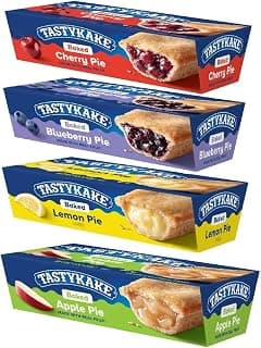 Tastykake - Variety Baked Pies, Cherry, Blueberry, Lemon, Apple, Made with Real Fruit - 4 Pack