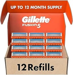 Gillette Fusion5 Mens Razor Blade Refills, 12 Count, Lubrastrip for a More Comfortable Shave