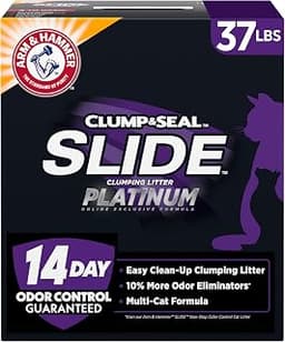 ARM & HAMMER Slide Platinum Easy Clean-Up Clumping Cat Litter, 37 Lbs | 24/7 Odor Control, Triple-Action Freshness, N...