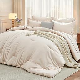 MUXHOMO 7 Pieces Queen Comforter Set, Soft Bed in a Bag Queen Size, All Season Bedding Set with Comforter, Flat Sheet...