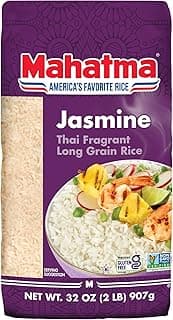 Mahatma Jasmine, 2lb Bag of Rice, Thai, Indian, or Cambodian Fragrant Flavored Rice, Stovetop or Microwave