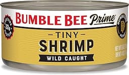 Bumble Bee Prime Tiny Shrimp, 6 oz Can - Wild Caught Canned Shrimp with 22g Protein - Peeled and Deveined Ready to Ea...