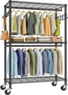 VIPEK R2 Plus Clothes Rack Heavy Duty Rolling Closet for Hanging Clothes | Lockable Silent Wheels, Double Hanging Rod...
