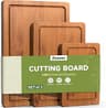 3-Piece Set Bamboo Cutting Board for Kitchen - Crack-Resistant Wood Chopping Boards with Deep Juice Grooves, Pre-Oile...