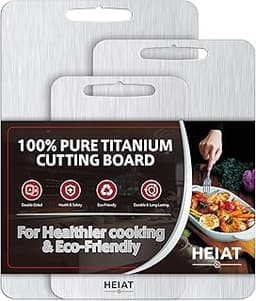 Titanium Cutting Board Set of 3, 100% Pure Titanium Cutting Boards for Kitchen, Non-Toxic, Double-Sided Chopping Boar...