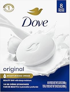 Dove Beauty Bar Soap Original 8 Count for Soft, Smooth Skin, with 1/4 Moisturizing Cream 3.75 oz