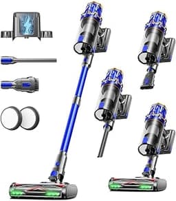 Cordless Vacuum Cleaner, Upgraded 650W 60KPA 70Mins Vacuum Cleaners for Home with Self-Standing Vacuum Cleaner Stick,...