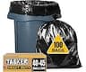 Tasker 44-45 Gallon Trash Bags Heavy Duty, (Value 100 Bags w/Ties) Extra Large Black Trash Bags - 39 Gallon - 40 Gall...