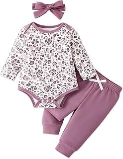 Newborn Infant Baby Girl Clothes Outfits Fall Winter Romper 3PCS Pant Sets
