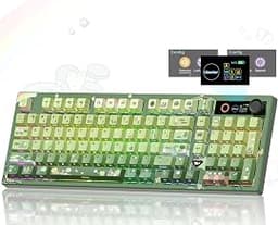 Womier L98 Frog Wireless Mechanical Creamy Keyboard with TFT Screen & Knob | 98% Cute Custom Gaming Keyboard with Num...