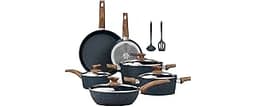 Kitchen Academy Pots and Pans Set Non Stick - 12 Piece Induction Kitchen Cookware Sets, Blue Granite Nonstick Cooking...