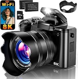 8K Digital Camera, 88MP WiFi Cameras for Photography with 3.2" Touchscreen, 16X Zoom Autofocus Vlogging Camera for Yo...