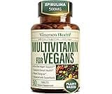 Vegan Multivitamin for Men and Women with Vitamins and Chelated Minerals for Energy, Focus and Immune Health – Premiu...
