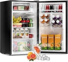 3.2 Cu Ft Mini Fridge with Freezer, Single Door Upright Freezer | Energy Efficient, Large Capacity, Reversible Door, ...