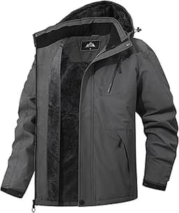 MAOYSSEN Men's Mountain Winter Coat Warm Fleece Ski Snow Jacket Waterproof Raincoat with Hood