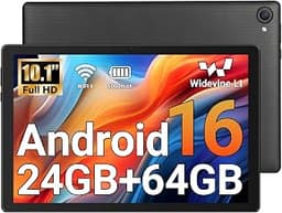 Jeazans Tablet, 10.1" Android 16 Tablet, 24GB RAM 64GB ROM 1TB Expand