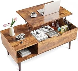 Sweetcrispy Coffee Table, Lift Top Coffee Tables for Living Room, Small Rising Wooden Dining Center Tables with Stora...
