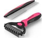 Docrok Pet Grooming Brush & Comb Combo, Cat & Dog Brush for Shedding & Dematting, Undercoat Rake for Long-haired Pets...