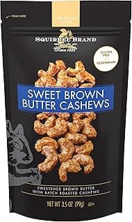 Squirrel Brand Sweet Brown Butter Cashews, 3.5 Ounces Resealable Bag, Gluten Free, Vegetarian