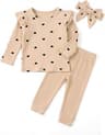 Baby Girl Clothes Outfits 3Pc Long Sleeve Cotton Top Pants