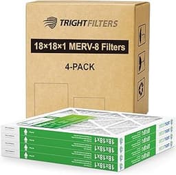 18x18x1 Air Filter 4 Pack, MERV 8 Pleated Dust Defense Air Filters Replacement Air Conditioner HVAC AC Furnace Filter...