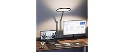 Premium LED Desk Lamp for Home Office – Eye-Caring Double Side Light with Knob Remote, Stepless Dimming & Color, Memo...