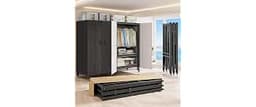 FKKPRVAX 49.2in Heavy Duty Foldable Portable Wardrobe Closet | Covered Clothes Rack with Magnetic Door Rolling Black ...