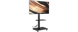 ECOTINY Steel Base Rolling TV Stand with Power Outlet for 32-75 inch TVs up to 110 lbs, Leveling & Tilt & Swivel Mobi...