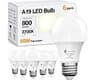 evelor 6-Pack A19 LED Light Bulbs,60 Watt Equivalent,Soft Warm White 2700K | Efficient 9W,800 Lumens,Non-Dimmable,E26...