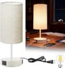 Dimmable Touch Lamp for Nightstand, USB-C USB-A, AC Outlet, White