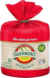 Guerrero White Corn Tortillas, Gluten Free, Trans Fat Free, Bulk Soft Taco Size, 80 Count