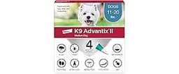 K9 Advantix II Medium Dog Vet-Recommended Flea, Tick & Mosquito Treatment & Prevention | Dogs 11-20 lbs. | 4-Mo Supply