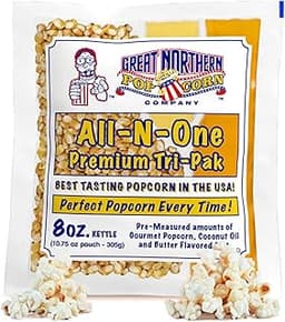 Movie Theater Style 40-Count Popcorn Packs - Pre-Measured 8-Ounce All-in-One Kernel, Salt, Oil Packets for Popping Ma...