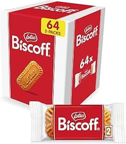 Lotus Biscoff Cookies, Caramelized Biscuit Cookie Snack, 128 Cookies, Vegan, (64 Count of 2 Pack)