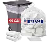 Reli. 95 Gallon Trash Bags Heavy Duty | 68 Trash Bags with Ties | Super Sizeable, Clear, Serious Garbage Cleanup