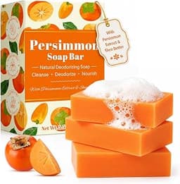 Persimmon Soap Bar for Body Odor Control 3 Pack | Natural Ingredients, Deep Cleaning, Face & Body Wash, All Skin Type...