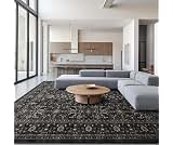 Ruaruarug Washable Area Rug 8×10 for Living Room, Ultra Soft, Black Grey | Non Slip, Easy to Clean, Water Repellent, ...