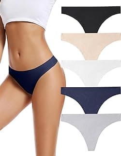 voenxe Seamless Women Underwear Thongs,No Show Ladies Thong,No Line Workout Breathable Comfortable Panties,Soft Undie...