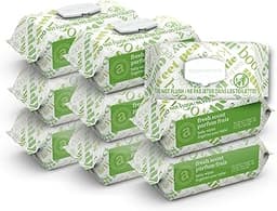 Amazon Elements Baby Wipes, Fresh Scent, Flip-Top Packs, Alcohol-Free, With Cucumber and Aloe, 810 Count, 9 Packs of 90