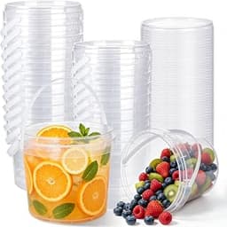 20 Pack 50 oz Clear Buckets with Lids and Handle Food Frade Plastic Bucket | Leakproof, Stackable, Deli Food Storage ...