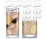 Libbey Province 24-Piece Glasses Drinking Set, Ideal Dining Glassware Sets, Glass Tumbler Set with Lines, Dishwasher ...